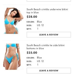 South beach 3pc set (skirt,bikini top and bottom